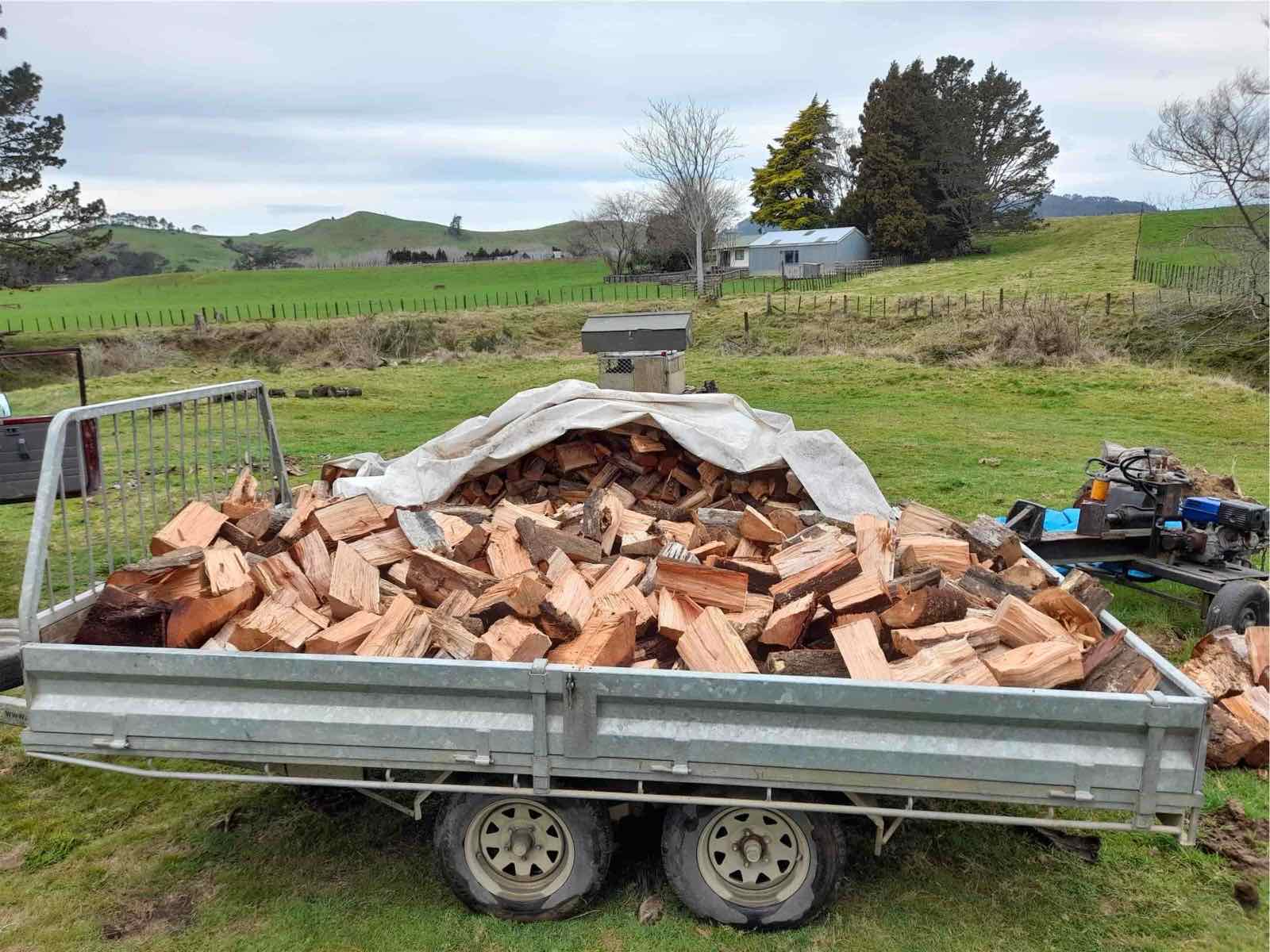 A trailer load of split firewood from Trees2Timber